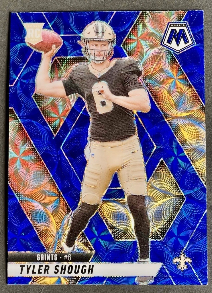 2025 Panini Mosaic Tyler Shough Rookie Blue Scope Prizm RC #312 Saints