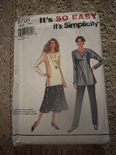 Simplicity 8705 Tunic Length Top Pants and Flared Skirt Misses XS XL Pattern