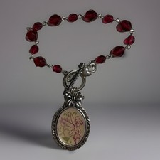 Disney 7  Charm Tinker Bell Bracelet Ruby Red Beads by Classic Hardware USA