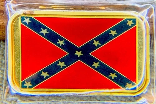 Old Vintage Silvertown enameled confederate flag .999 fine silver Bar