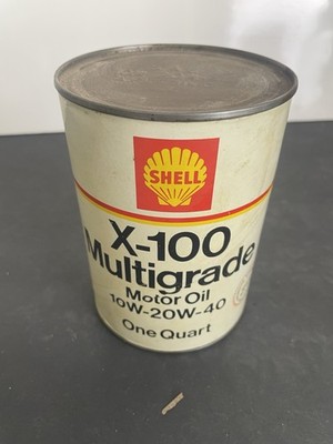 VTG SHELL X 100 MULTIGRADE MOTOR OIL 10W 20W 40 GAS STATION 1 QT CARDBOARD CAN