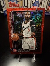 2025-26 Topps Basketball Card Malik Beasley #43 Red Holo Foil 5/5 Jersey Match