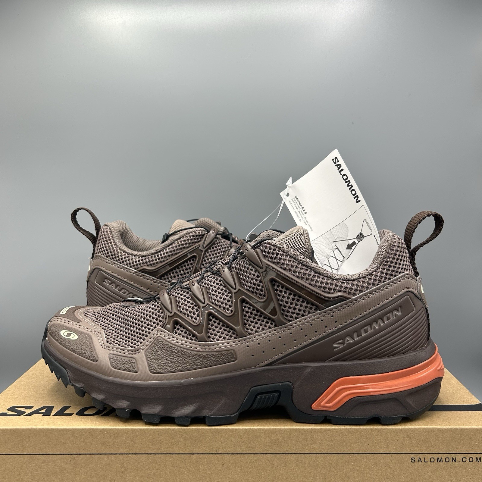 Scarpe da ginnastica Salomon ACS OG marroni trail running passeggio UK 8 5 EU 42 5 nuove