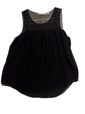 LC Lauren Conrad Women's Sleeveless Black Sheer Blouse Top size Large