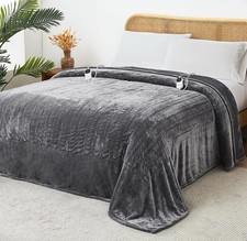 Queen Size Electric Heated Blanket Gray Auto Off Washable Super Soft Cozy