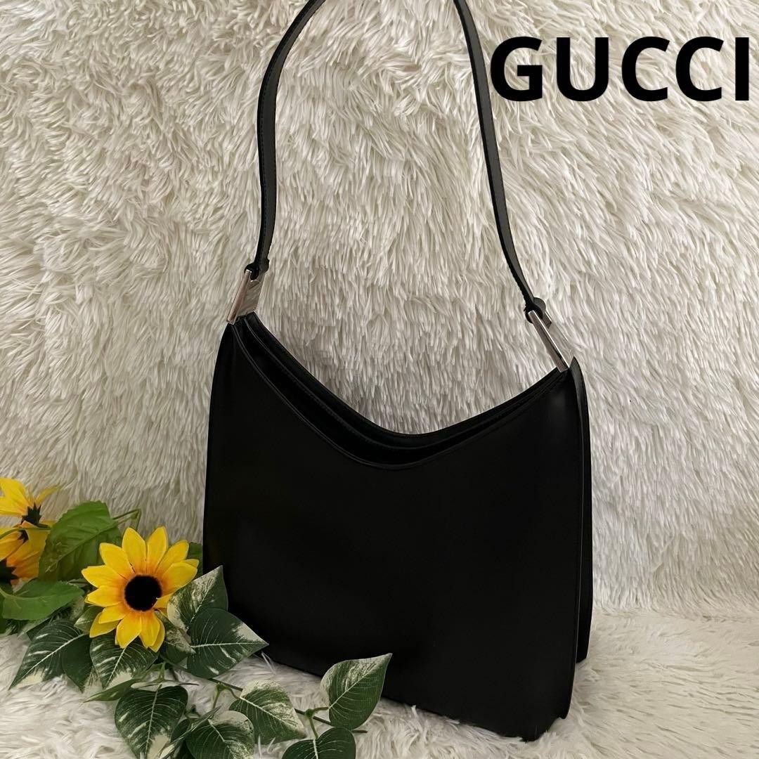 Gucci borsa a tracolla a mano in pelle nera piccola borsa vintage autentica