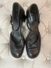 Kenneth Cole Vintage Black Leather Ankle Strap Dress Pumps