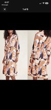 Corey Lynn Calter Patchwork Abstract Print Midi Length Shirt Dress SZ S VGUC 