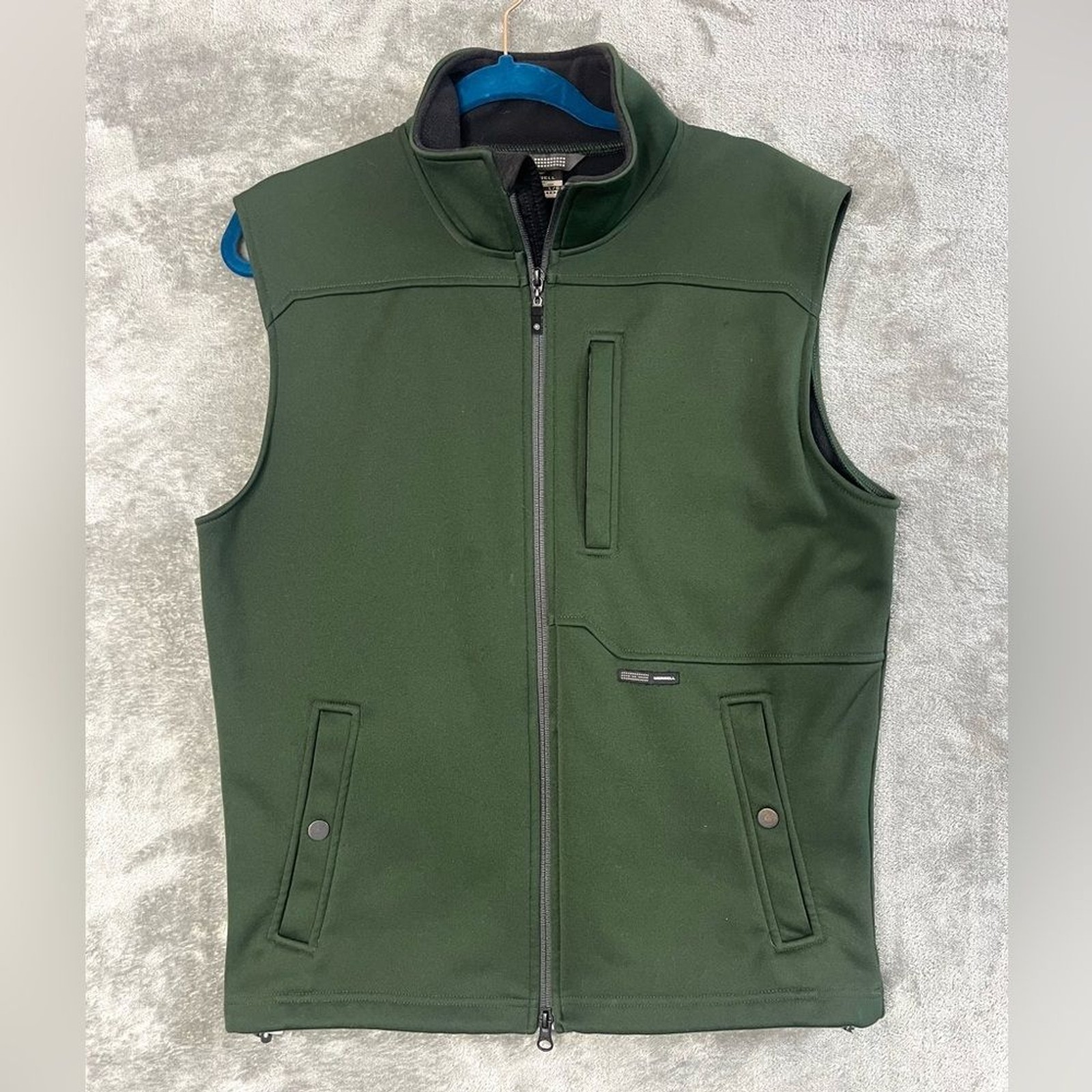 Merrell Vest Mens Large Green Fleece Lined Front Zip Side Pockets Comfort