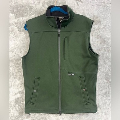 Merrell Vest Mens Large Green Fleece Lined Front Zip Side Pockets Comfort