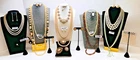 VINTAGE FAUX PEARL GOLD TONE JEWELRY LOT-RHINESTONES-SOME SIGNED-TRIFARI-MONET++