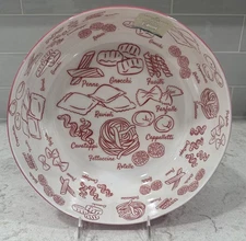 ARTISAN De LUXE “Pasta Types” Large Melamine Serving BOWL Red White NEW