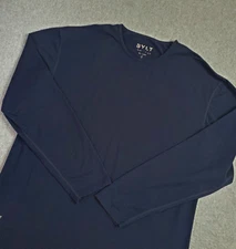 BYLT Shirt Mens XL Navy Blue Drop Cut Lux Long Sleeve Casual Performance Stretch