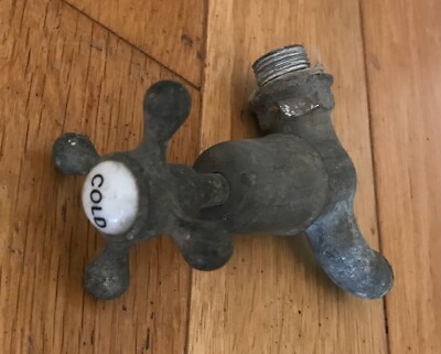 VINTAGE MASSIVE MESSING WASSERHÄHNE KERAMIK TOP KALT - (schwarz D 12)