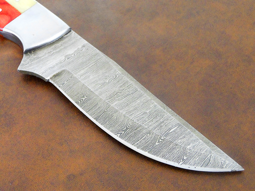 Hand Forged Damascus Skinning 10" Knife For Hunting & Camping, Texas Flag Handle - Picture 10 of 14
