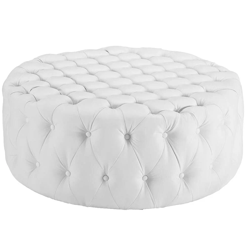 木质客厅白色箱式凳脚凳和厚坐垫