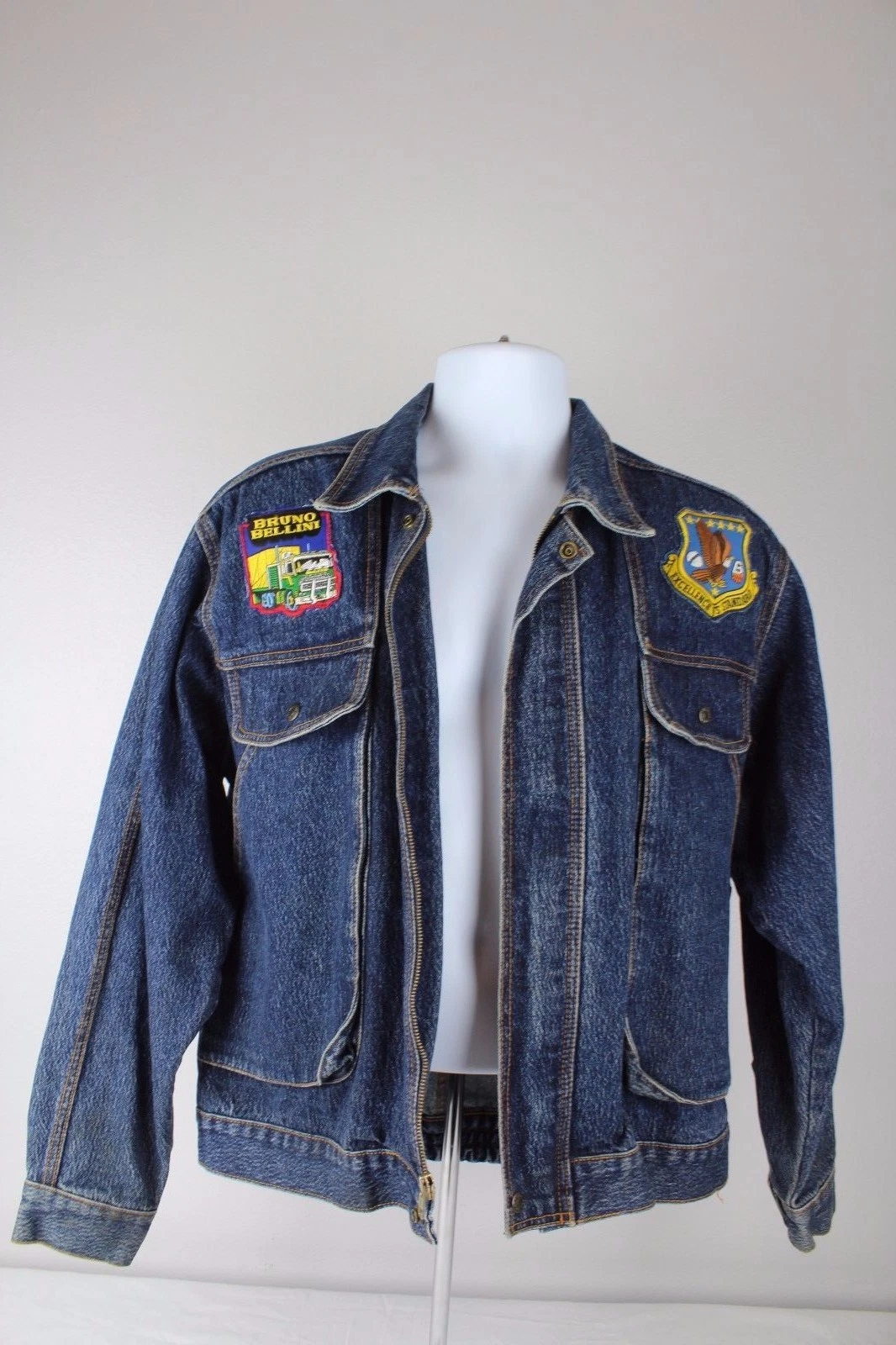 Bruno Bellini Mens 1990s Denim Jacket Blue Jean M Medium Excellence is Standard