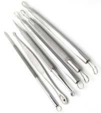 SET OF 6 COMEDONE EXTRACTOR BLACKHEAD REMOVER ANCE BLEMISH TOOL FACIAL SKIN CARE