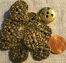 12 Faux Snake Skin Look Gold Tone PLASTIC Sew-through Buttons 11/16" 18MM # 2755
