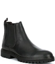 Men's Chelsea Boots Black Leather, Size 11.5 Flag Ltd Marsen NEW Waterproof sole