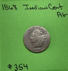 1868 Indian Head Cent 1c AG About Good