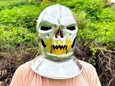 Battle-Ready Historical Treasure: Medieval Helmet with Old Demonic Face Design - image 1 of 4