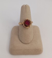 Copper Wire Wrapped Ring w/Ruby colored Stone 5044 