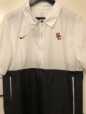 New M Nike USC Trojans Half-Zip Coaches Polo Shirt Sideline On Field  CQ5181-100