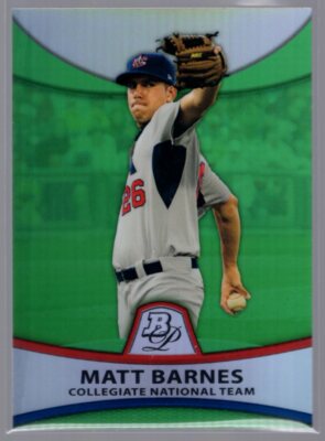  2010 Bowman Platinum Prospects Green Refractor #PP30 Matt Barnes 414/499