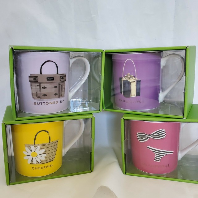 Kate Spade Coffee Mug Set Of 4 Thoughtful Glamorous Buttoned Up Cheerful New eBay