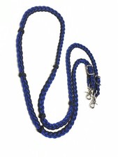 barrel Reins With Adjustable Grip Knots Electric Blue and black