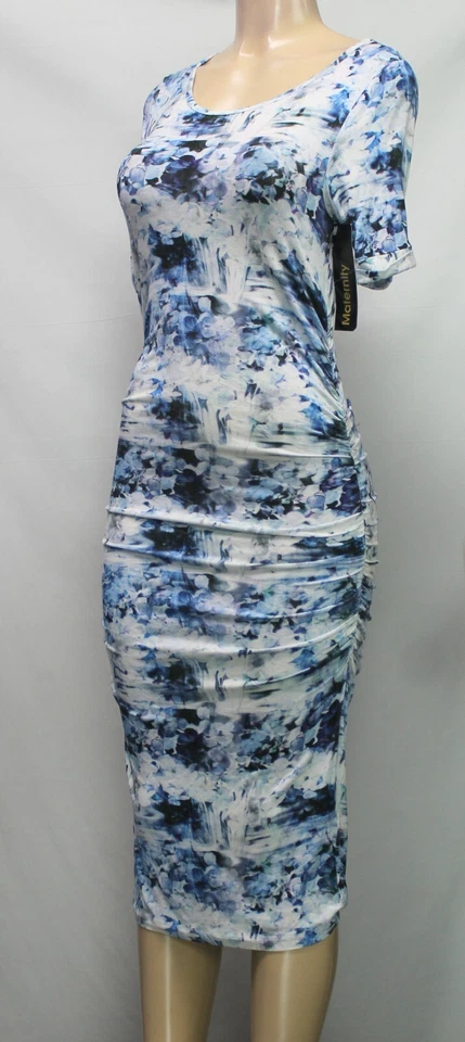 Isabella Oliver Women's Maternity Dress Short Sleeve Stretch Blue Size 2 - Image 4 of 4