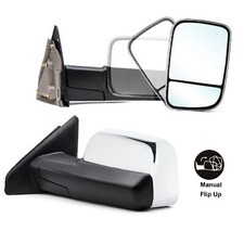 Pair Tow Mirrors For 2002-2008 150006-09 25003500 Dodge Ram Manual Chrome Pair Tow Mirrors For 2002-2008 150006-09 25003500 Dodge Ram Manual Chrome
