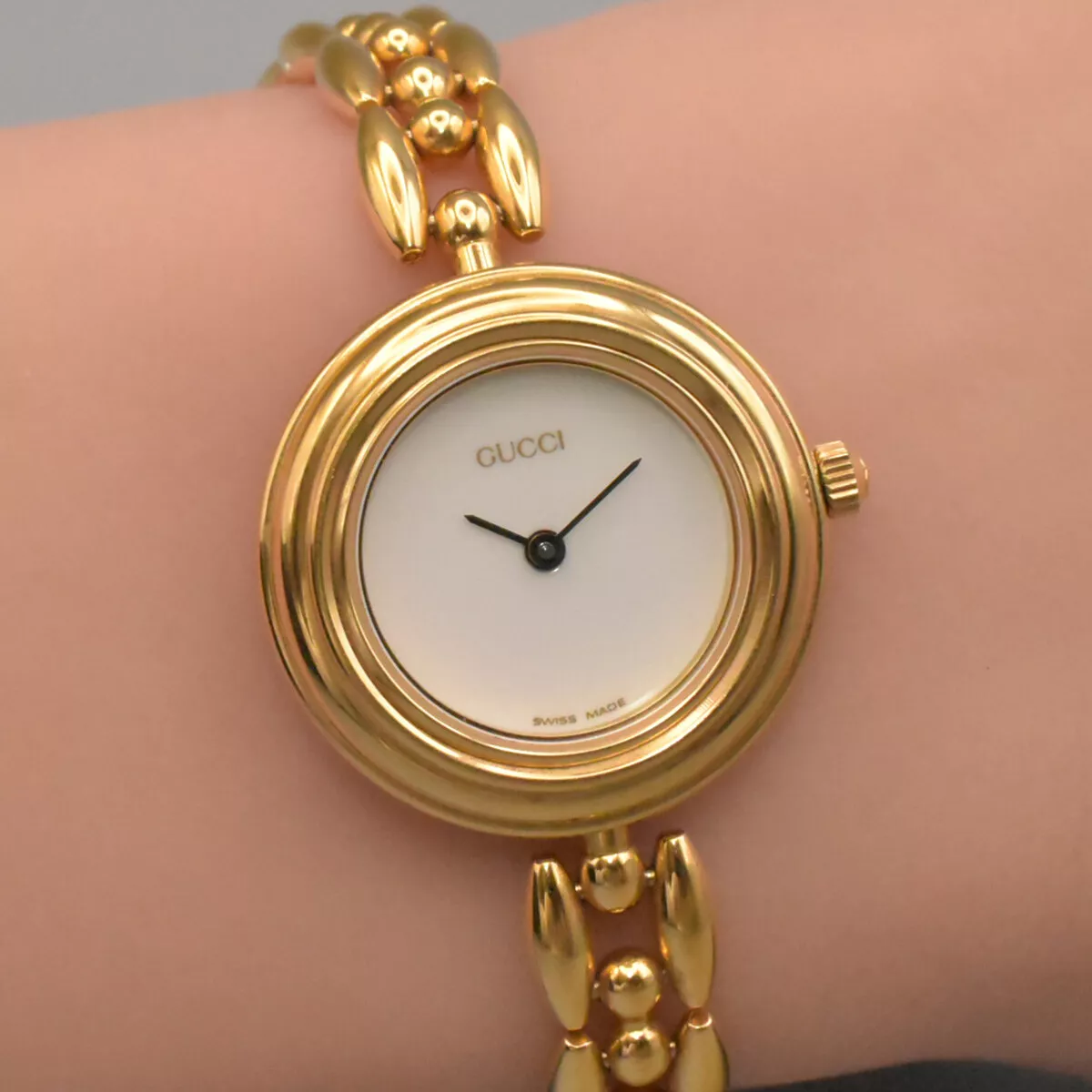 [Presque comme neuve] Montre femme vintage Gucci 11/12,2 lunette à changer quartz doré JAPON