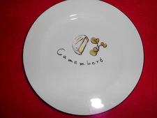 POTTERY BARN CHEESE PLATE REPLACEMENT CAMEMBERT BLACK RIM 7 3/4"