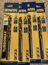 Irwin 73322 Turbomax 11/32" x 4-3/4" L High Speed Steel Drill Bit LOT OF 4