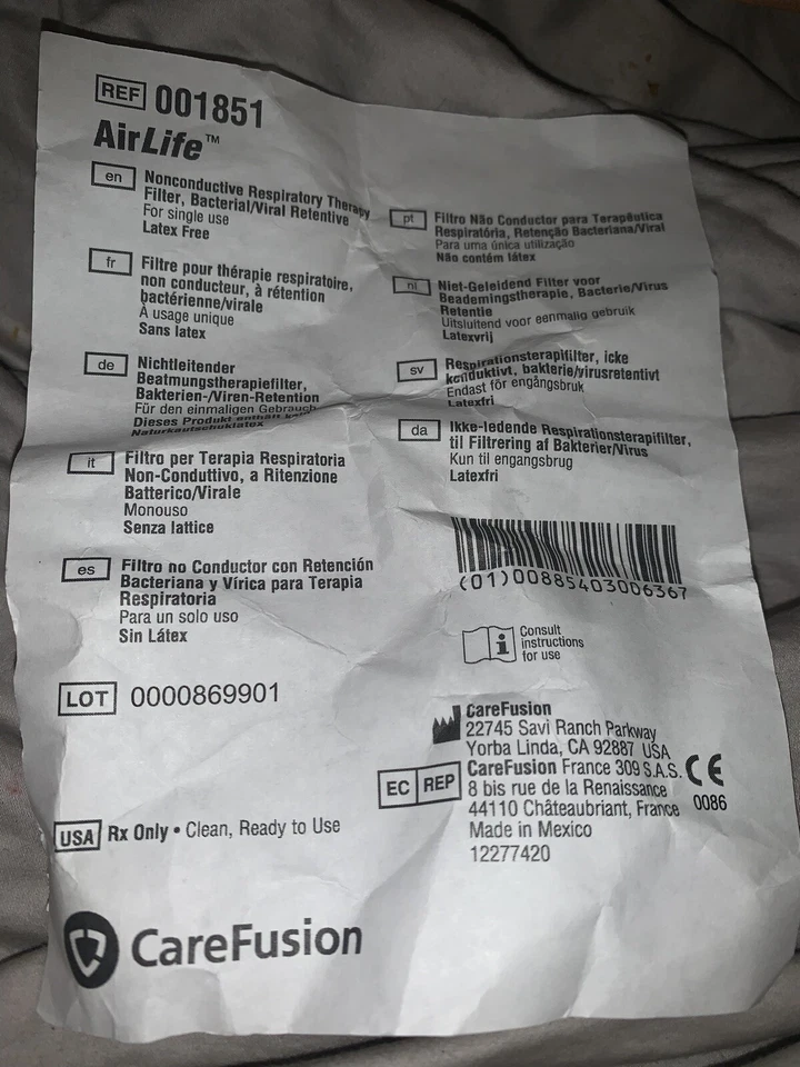 Filtro CPAP CareFusion/Air Lite #001851 Foto 3 de 3