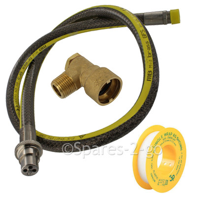 UNIVERSAL Backofen Herd Gasversorgungsschlauch gerade Bajonett Rohr 4 Fuß 1/2'' PTFE Band