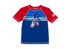 NWT Sonic the Hedgehog Boys Swimsuit Rash Guard Shirt Size 4 Match Trunks 4T