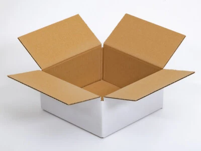 Faltkartons 300x300x150 mm B-welle einwellig 360g/m2 Versandkartons weiß/braun