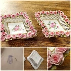 Schierholz German Saxony Porcelain 1900's / 2 Rose Garland Bowls