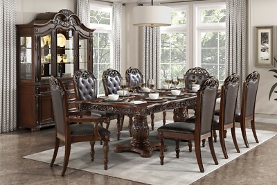 NEW Formal Dining 74''-108'' Extendable Table & Chair Cherry Brown Traditional Set
