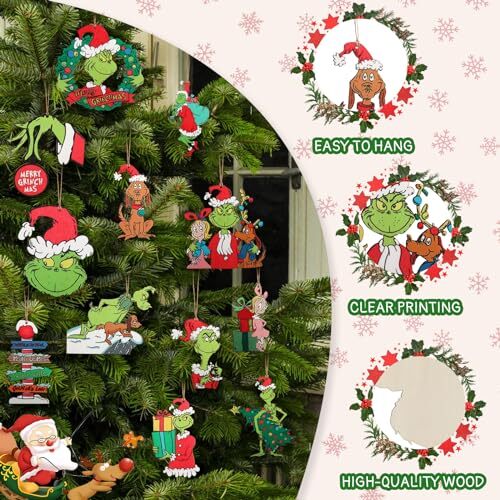 Christmas Tree Decorations, 24PCS Christmas Cute Wooden Hanging