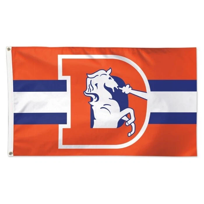 FLAG_TREASURES Denver Broncos Football 3x5 ft Classic Logo Retro Flag - NFL Gift Banner
