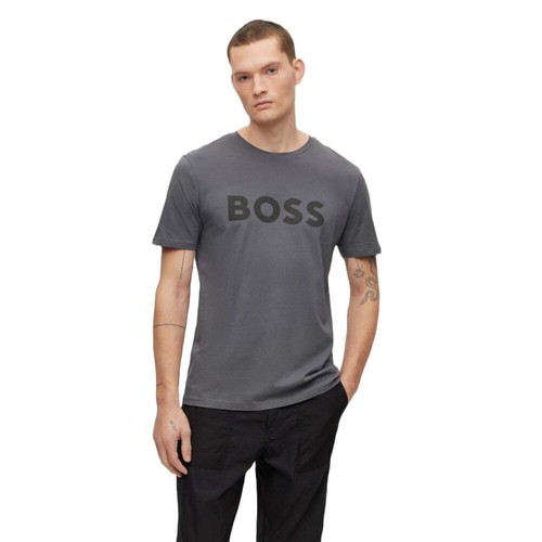 Hugo Boss Herren T-Shirt Boss Logo Print Kurzarm Freizeit Rundhals Shirt - Bild 3 von 9