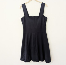 Banana Republic Milly Collection Square Neck Skater Mini Dress Zipper Black 12