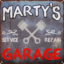 Marty's Garage Shop Rust Man Cave Shop Gift Home Decor 12x12 Metal Sign SS148