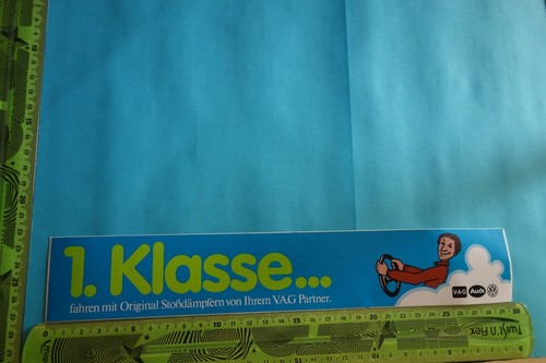 Alter Aufkleber Automobil Volkswagen V.A.G 1. KLASSE... Orig. Stoßdämpfer