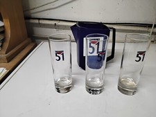 3 verres tubes pastis 51, un pot à eau, neuf