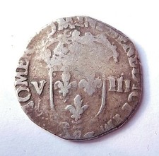HENRI III  1/8 écu 1588 Rennes